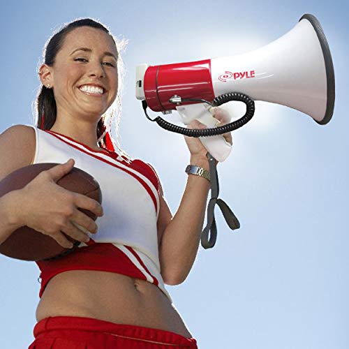 Pyle Portable Megaphone Speaker PA Bullhorn-Built-in Siren, 50W Adjustable Volume Control &1200 Yard Range-Ideal for Any Outdoor Sports,Cheerleading Fans & Coaches or for Safety Drills - PMP52BT