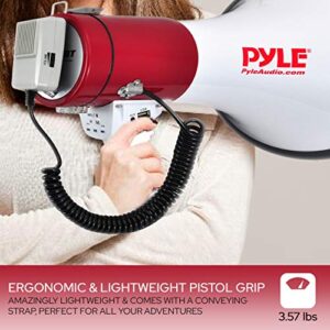 Pyle Portable Megaphone Speaker PA Bullhorn-Built-in Siren, 50W Adjustable Volume Control &1200 Yard Range-Ideal for Any Outdoor Sports,Cheerleading Fans & Coaches or for Safety Drills - PMP52BT