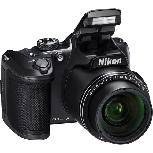 Nikon B500 Digital Camera (Black) with All-in-One Starter Bundle - Includes: SanDisk Ultra 64GB Memory Card, 4X Rechargeable AA Batteries, Camera Shoulder Case, Photo/Video Software, Flash & More