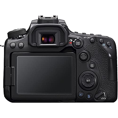 90D DSLR Camera with EF-S 18-135mm f/3.5-5.6 is USM Lens Video Creator Bundle + Portable LED Light, Microphone, Extra LP-E6 Battery, 128Gb Memory Card, Gadget Bag + More 3616C009