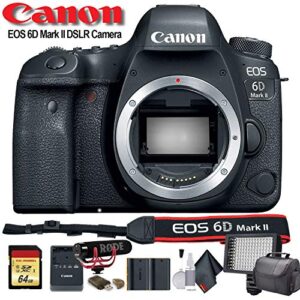 Canon EOS 6D Mark II DSLR Camera (1897C002) W/Bag, Extra Battery, LED Light, Mic, Filters and More - Advanced Bundle (Renewed)