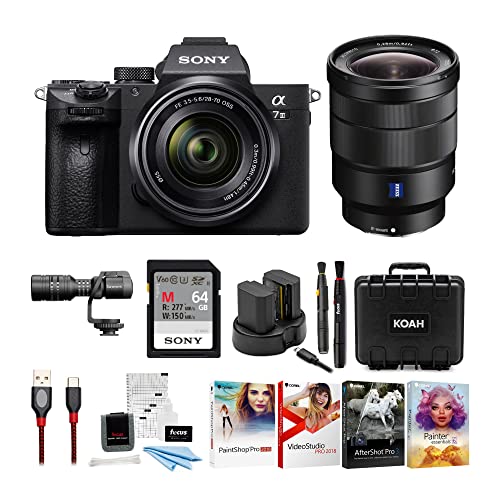 Sony a7 III Full Frame Mirrorless Interchangeable Lens Camera with 28-70mm and 16-35mm f/4 ZA OSS Lens Bundle