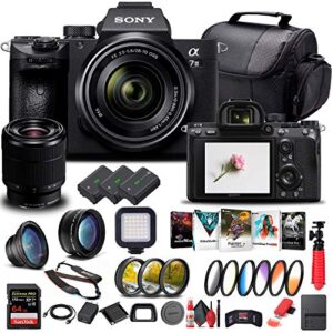 sony alpha a7 iii mirrorless digital camera with 28-70mm lens (ilce7m3k/b) + 64gb memory card + 2 x np-fz-100 battery + corel photo software + case + external charger + card reader + more (renewed)