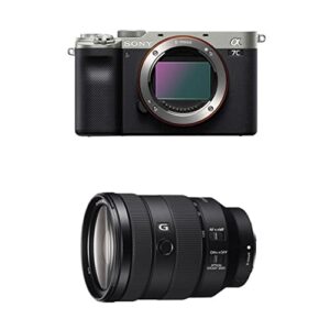 sony alpha 7c full-frame mirrorless camera – silver with sony – fe 24-105mm f4 g oss standard zoom lens (sel24105g/2)