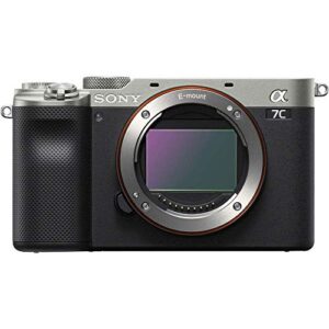 Sony Alpha a7C Mirrorless Digital Camera (Body Only, Silver) (ILCE7C/S) + 64GB Memory Card + 2 x NP-FZ-100 Battery + Corel Photo Software + Case + Card Reader + LED Light + More (Renewed)