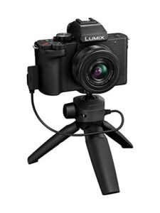 panasonic lumix g100 4k mirrorless camera, lightweight camera for photo and video, built-in microphone, micro four thirds with 12-32mm lens, 5-axis hybrid i.s, 4k 24p 30p video, dc-g100vk (black)