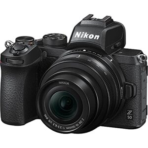 Nikon Z50 Mirrorless Digital Camera with 16-50mm Lens (1633) + Camera Bag + 46mm UV Filter + SanDisk 64GB Extreme PRO Memory Card + Hand Strap + Portable LED Video Light + More