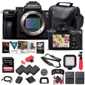 sony alpha a7 iii mirrorless digital camera (body only) (ilce7m3/b) + 64gb memory card + 2 x np-fz-100 battery + corel photo software + case + card reader + led light + more (renewed)
