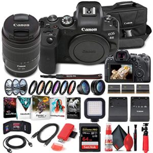 canon eos r6 mirrorless digital camera with 24-105mm f/4-7.1 lens (4082c022) + 64gb memory card + case + corel software + 2 x lpe6 battery + external charger + card reader + led light + more (renewed)