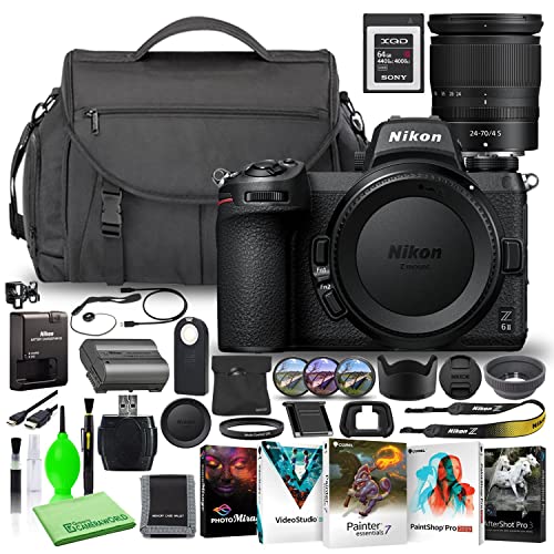 Nikon Z 6II 24.5MP Mirrorless Digital Camera with 24-70mm Lens (1663) USA Model Deluxe Bundle with Sony 64GB XQD Memory Card + Nikon DSLR Camera Bag + Corel Editing Software + Filter Kit