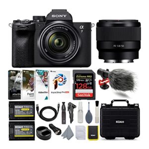 sony alpha 7 iv full frame mirrorless camera with 28-70mm and fe 50mm f/1.8 lens kit bundle (9 items)