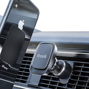 eronli magnetic phone holder for car,【upgraded metal hook】 universal car vent phone mount with【6 super strong magnets】 compatible iphone, samsung and more cell phones