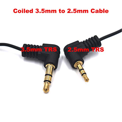 Kework 2-Pack 11.8 inch Mini Coiled 3.5mm to 2.5mm Audio Cable, 90 Degree 1/8" 3.5mm TRS Jack Male to 2.5mm TRS Jack Male Stereo Audio Aux Coiled Cord (3.5mm to 2.5mm)