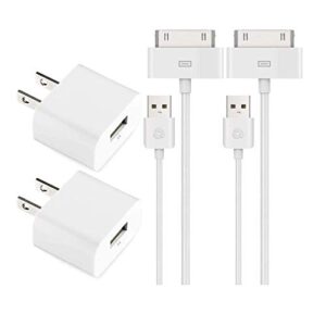 usb wall charger power adapter with 6 feet 30 pin charging cable for iphone 4s, ipod touch 3/4, ipad 2/4