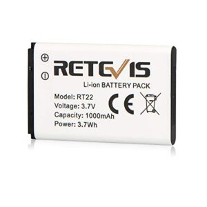 Retevis RT22 RT22S RT15 RT19 Battery Walkie Talkie Original Li-ion Battery 3.7V 1000mAh Compatible RT22 RT22S RT15 RT19 WLN KD-C1 Two Way Radio(2 Pack)