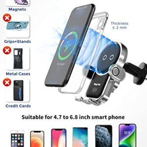 BENBOAR Car Wireless Charger Holder, [Hug me] Astronaut Car Phone Holder Mount, 15W Charging Smart Sensor Auto-Clamping Phone Mount for Car Air Vent for iPhone Samsung Google LG etc Smartphone, Silver