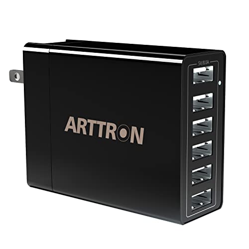 Wall Charger, Arttron 40W 6 Port USB Charging Station, USB Wall Charger multiport and Foldable Plug for iPhone 13/12/11/XR/X/8/7/Plus, iPad Pro/Air 2/Mini, Galaxy S9/S8/S7/S6, Note, LG, HTC and More.