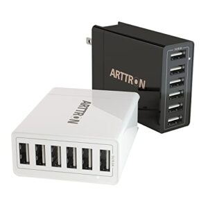 Wall Charger, Arttron 40W 6 Port USB Charging Station, USB Wall Charger multiport and Foldable Plug for iPhone 13/12/11/XR/X/8/7/Plus, iPad Pro/Air 2/Mini, Galaxy S9/S8/S7/S6, Note, LG, HTC and More.