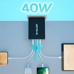 Wall Charger, Arttron 40W 6 Port USB Charging Station, USB Wall Charger multiport and Foldable Plug for iPhone 13/12/11/XR/X/8/7/Plus, iPad Pro/Air 2/Mini, Galaxy S9/S8/S7/S6, Note, LG, HTC and More.