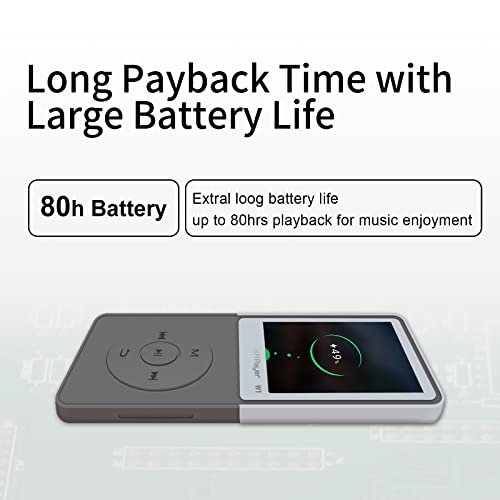 MP3 Player,Voice Recorder,MP4 Music Player 8GB Portable Digital HiFi Lossless Music Long Battery Time 1.8" Screen Support up to 128GB White