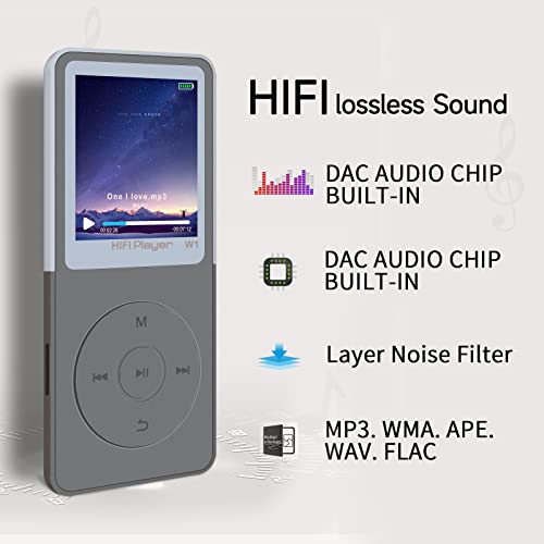 MP3 Player,Voice Recorder,MP4 Music Player 8GB Portable Digital HiFi Lossless Music Long Battery Time 1.8" Screen Support up to 128GB White