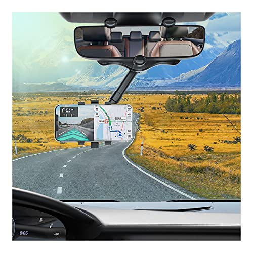 Car Phone Holder for Rear View Mirror, 360° Rotatable Multifunctional Rearview Mirror Phone Holder Cradle for Most Mobile Phone Devices, Mobile Phone Cradles for Most Cars, Car Accessories