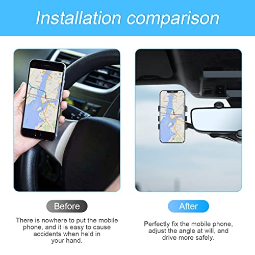 Car Phone Holder for Rear View Mirror, 360° Rotatable Multifunctional Rearview Mirror Phone Holder Cradle for Most Mobile Phone Devices, Mobile Phone Cradles for Most Cars, Car Accessories