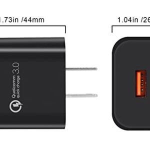 Quick Charge 3.0 Adaptive 18w Fast Charging Wall Charger Compatible with Samsung Galaxy A20 A30 A51 A50 A70 A80,A10E A20E A20S A30S A50S A40,Galaxy S8 S9 S10 Plus,Note 9 8 with 5Ft Type C Cord