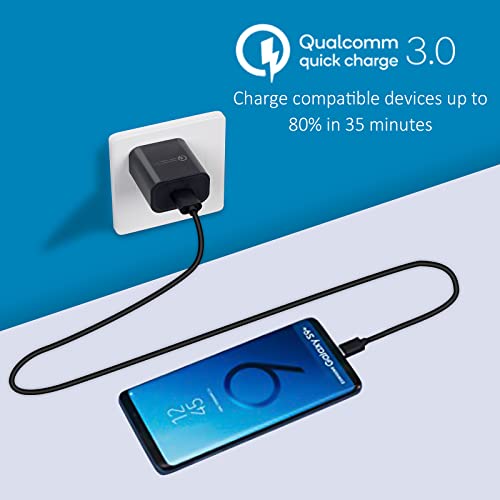 Quick Charge 3.0 Adaptive 18w Fast Charging Wall Charger Compatible with Samsung Galaxy A20 A30 A51 A50 A70 A80,A10E A20E A20S A30S A50S A40,Galaxy S8 S9 S10 Plus,Note 9 8 with 5Ft Type C Cord