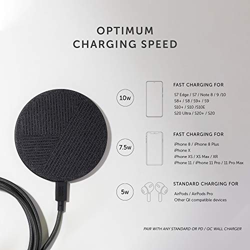 Native Union Drop - High Speed Wireless Charger [Qi Certified] 10W Non-Slip Fast Wireless Charging Pad - Compatible with iPhone 12/12 Pro/12 Pro Max/12 mini/11/11 Pro/11 Pro Max (Slate)