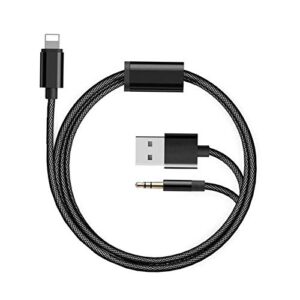 [apple mfi certified] charging audio cable for iphone,2 in 1 lightning to 3.5mm nylon braided aux cord works with car stereo speaker headphone car charger compatible with iphone13/ 12/11/xs/xr/8/7/se