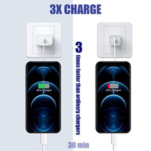 3-Pack iPhone Fast Charger [Apple MFi Certified] 20W PD USB C Wall Charger Adapter with 3 Pack 6.5FT Type C to Lightning Cable Compatible with iPhone 14/13/13 Pro/12/12 Pro/12 Pro Max/11/iPad