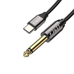 j&d usb-c to 6.35mm 1/4 inch ts audio cable, gold plated usb type c to 6.35mm 1/4 inch male ts mono interconnect pvc shelled aux adapter cable, 6.5 feet