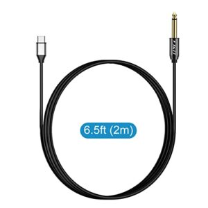 J&D USB-C to 6.35mm 1/4 inch TS Audio Cable, Gold Plated USB Type C to 6.35mm 1/4 inch Male TS Mono Interconnect PVC Shelled Aux Adapter Cable, 6.5 Feet