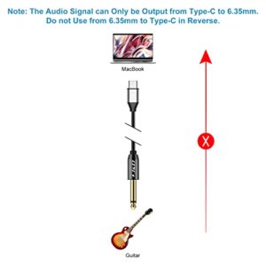 J&D USB-C to 6.35mm 1/4 inch TS Audio Cable, Gold Plated USB Type C to 6.35mm 1/4 inch Male TS Mono Interconnect PVC Shelled Aux Adapter Cable, 6.5 Feet