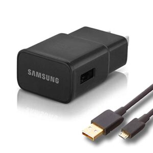 New OEM Samsung Fast Adaptive Wall Adapter Charger for Galaxy S7 S6 Note 5 4 Edge EP-TA20JBE + 10 Foot Micro USB Cable - Black
