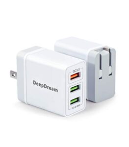 2 pack usb quick charge 3.0 wall charger 30w, deep dream multiport usb wall charger plug adapter, fast charger block compatible with iphone 12/11/pro/xs max/xr/8/8+/galaxy s10/s9/s8/plus/note 9/8