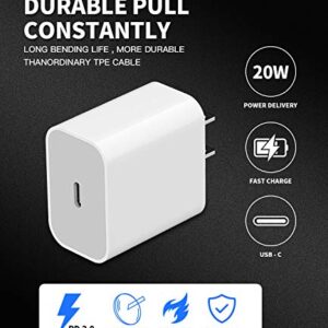 20W Watt Power Charging Adapter Lightning to USB C Fast PD Wall Charger Block With 5ft Cable Quick Box Compatible for IPhone 11 12 PRO MAX MINI XS XR SE2 X 8Plus Ipad ARI Airpod Cord Samsung Type Plug