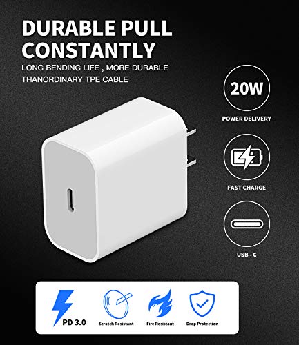 20W Watt Power Charging Adapter Lightning to USB C Fast PD Wall Charger Block With 5ft Cable Quick Box Compatible for IPhone 11 12 PRO MAX MINI XS XR SE2 X 8Plus Ipad ARI Airpod Cord Samsung Type Plug