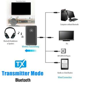 NouSKaU Bluetooth 5.0 Transmitter and Receiver | 2-in-1 Bluetooth aux -3.5mm Wireless Audio Adapter, aptX Low Latency, for TV/Headphones/PC/Home Stereo/Car/Speakers/Nintendo Switch