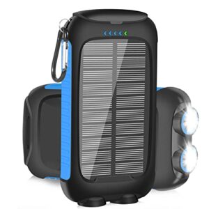 annero solar-charger-power-bank -38800mah portable solar phone charger, qc3.0 fast charger 3.1a type c & micro usb ports with led flashlight for all cell phone and electronic devices