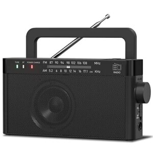 jeujug portable am fm radio bluetooth 5.0 radio speaker fm radio with rechargeable battery/ac power plug in wall radio,earphone jack