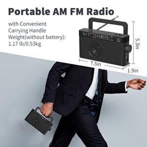 JEUJUG Portable AM FM Radio Bluetooth 5.0 Radio Speaker FM Radio with Rechargeable Battery/AC Power Plug in Wall Radio,Earphone Jack