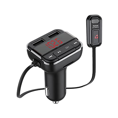 Monster Bluetooth FM Transmitter with 3.4 AMP USB Charging and External Mic, Two Ports, Hands-Free Calls, Siri, Google Assistant, Flash Drive, MicroSD Card, Music File Support, MP3, WMA, WAV, FLAC,