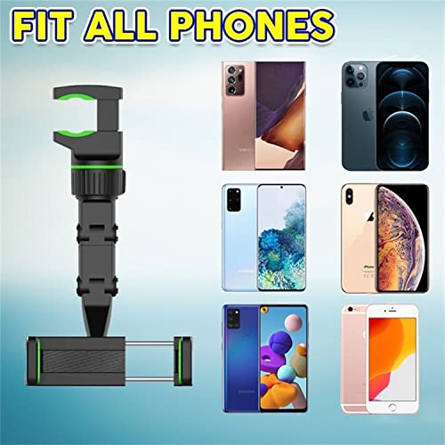 360° Car Rearview Mirror Mount Stand Holder for Cell Phone and Gps, 2023 New Universal Adjustable Phone Holder, Can Be Fixed and Adjusted Automobile Cradles, Suitable for All Phone Models (Green)