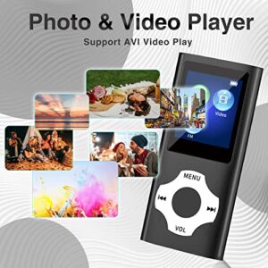 MP3 Music Player with Bluetooth 5.0, Mp3 Player with 32GB TF Card,FM Radio,Earphone, Portable HiFi Music Player with Voice Recorder/Video/Photo Viewer/E-Book Player for Kids,Running,Walking (Black)