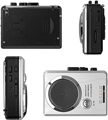 Walkman Cassette Player Tape Recorder with AM/FM Radio, Portable Retro Voice Cassette Tape Player with Headphone Jack/Speaker, Built-in Microphone, Powered by 2 AA Battery or DC