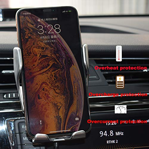 Survival-Pax Co. Smart Sensor Wireless Car Charger Mount, Automatic Clamping QC/QI 10W Fast Charging Car Charger Holder Compatible with iPhone 11/Xs/Xs Max/XR/X,Samsung Note 9/S9/ S9+/S8 etc (Sliver)