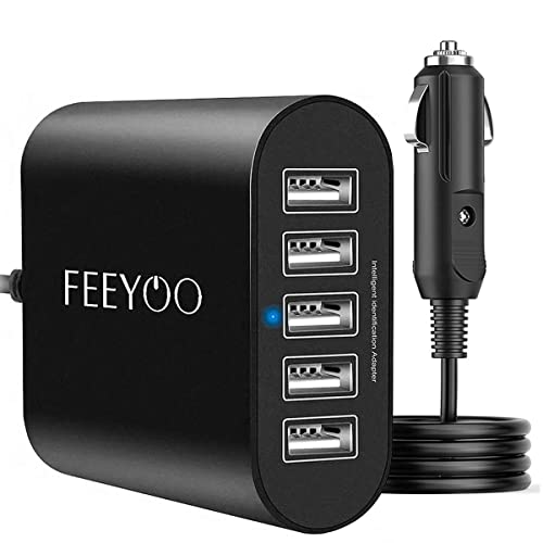 USB Car Charger Multiple Ports, 45W 5-Ports Quick Charge Car Charger Adapter,12V-24V Cigarette Lighter Adapter Multi USB Auto Splitter Fast Charging for iPhone & Android,Samsung Galaxy S10 S9 Plus