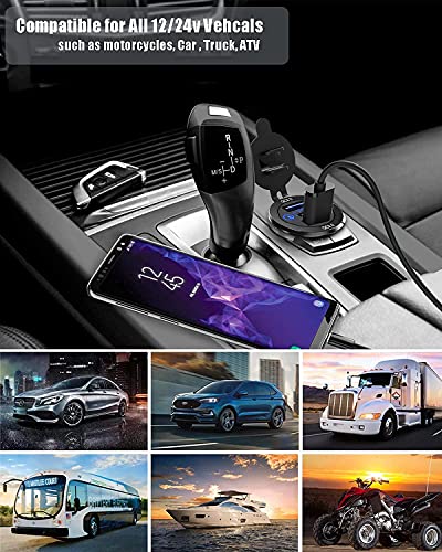 2 Packs PD Type C Car Charger Socket & Dual Quick Charge 3.0 Ports Aluminum, 60W USB C Triple 12V USB Socket Aluminum Car Charger with Touch Switch, Waterproof PD Charge for Car Boat Marine RV